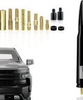 Bullet Antenna For Trucks And SUVs Aluminum Short Mast Black Rugged Upgrade Fits Chevy Silverado 1500 3500 HD GMC Sierra