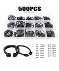 500 Piece M5 To M20 External Circlip Retaining Ring Kit Set In Stainless Steel 65Mn Black Finish with sizes chart