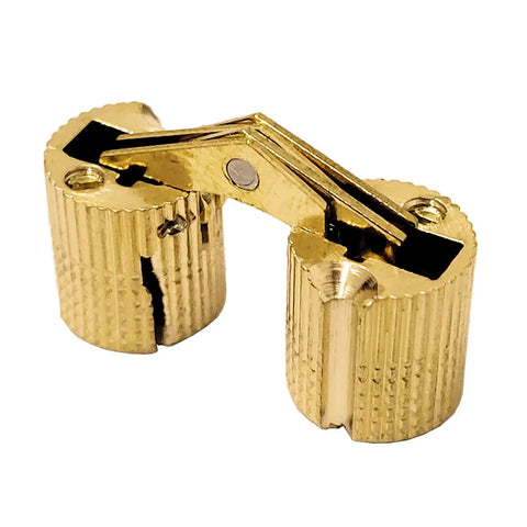 Close-up of Hidden Brass Barrel Cabinet Hinges Set 10 Pack 0.4 Inch 10mm Concealed 180 Degree Opening