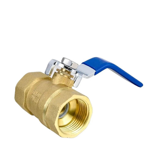 Heavy Duty 1 1/4 Inch Solid Brass Ball Valve With Sturdy Lever Handle And BSP Threads, ideal for copper pipes.