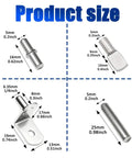 Top Shelf Nickel Plated Shelf Pins Kit Includes Sixty Four Workhorse Pegs In Four Sleek Profiles showing product size details and dimensions.