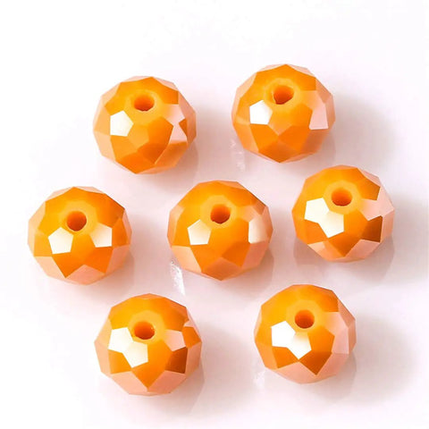Quality Heavy Duty Loose Faceted Crystal Glass Beads To Spice Up Your DIY Gear Total Banger Sparkling Spacer Stones, orange.