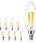 Dimmable E12 Candelabra LED Bulb 60W Equivalent B11 Candle Shape Clear Glass 3000K Soft White 600 Lumens Filament C35 Pack Of 8
