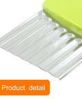 BokWin 5-piece wavy crinkle fry cutter set with stainless steel blades and green handle