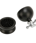 Pro Level 58mm Coffee Powder Distributor And Espresso Stirrer Tool Featuring Adjustable Height Dial Built From Food Grade Metal For Smooth Barista Extraction Plus Even Ground Bedding In Dope Gloss Black, showing black and chrome components.