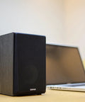 4 Inch Active Bookshelf Speakers With 24W RMS Front Ported Desktop Studio Monitor For Computer Use, classic wood finish