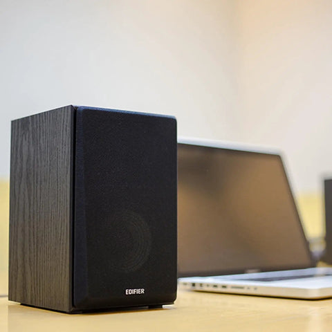4 Inch Active Bookshelf Speakers With 24W RMS Front Ported Desktop Studio Monitor For Computer Use, classic wood finish