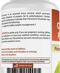 Straight Up Premium Chromium Picolinate 1000 Mcg Tablets For Solid Blood Sugar And Metabolism Support Non Gmo Gluten Free Formula 120 Count back label showing ingredients and caution.