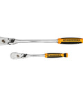 Two Piece 1/4 And 3/8 Inch Drive Ratchet Set With 90-Tooth Locking Flex Head Teardrop Design, Dual Material Comfort Grips