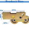 2-Pack 1-1/4 Inch Sliding Door Rollers Replacement With Steel Ball Bearing Tandem Wheels, side view, dimensions shown