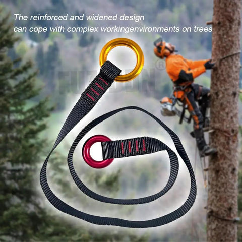 43 Inch Tree Climbing Friction Saver With Dual Aluminum Rings For Smooth Ascending And Straight Up Killer Bark Protection Secure Retrieval Built Damn Tough Heavy Duty Webbing