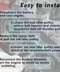 Installation guide for Heavy Duty 38001 Belt Drive Idler And Tensioner Pulley for Mercury Engines with clear steps.