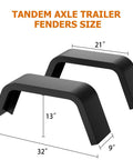 Beefy 14 Gauge Steel Trailer Fenders 2 Pack For Single Axle Trailers Fits 14 To 16 Inch Tires 32 X 13 X 9 In Black