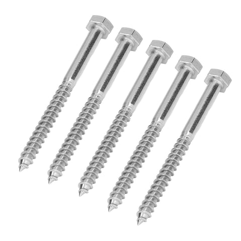 Self Tapping Hex Lag Screws, 304 Stainless Steel, Half Thread, A2-70 High Hardness, Built Tough Wood Screws displayed side by side.