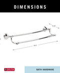24 Inch Polished Chrome Double Towel Bar For Kitchen And Bathroom Towels, Durable Zinc Construction, Corrosion Resistant Finish