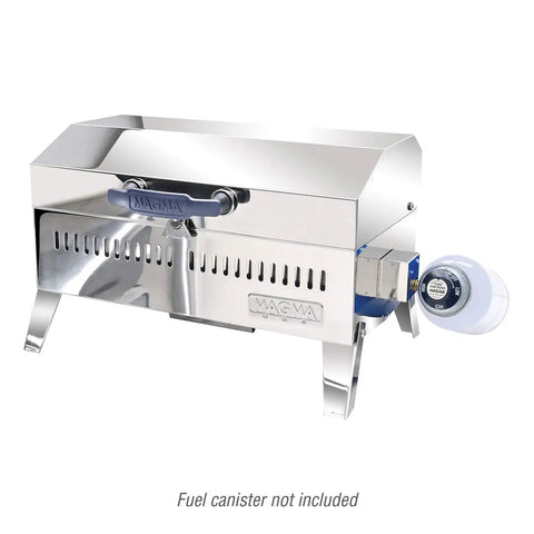 Pro Grade Boat Grill For Onboard Cooking Marine Grade Stainless Steel Portable Propane Grill With 9X18 Inch Grilling Surface Fold Away Legs And Heat Resistant Handle A Must Have Watercraft Accessory shown with gas valve