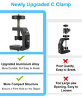 Heavy Duty Super Clamp Mount Workhorse With Mini Ball Head And 1/4 Inch Screw Hot Shoe Adapter showing upgraded alloy design