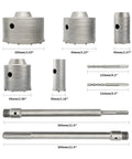 9 Piece Concrete Hole Saw Kit Heavy Duty With Tungsten Steel Core Bits For SDS Plus And SDS Max Shanks Diamond Core