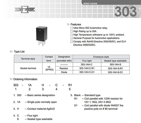 Specifications and features for 10 Pack 12V DC SPST Auto Relay 20A 960mW Coil Ultra Micro ISO Form A Automotive Relay For Cooling Fans And Electrical Projects In Off Road Rigs And Custom Builds.