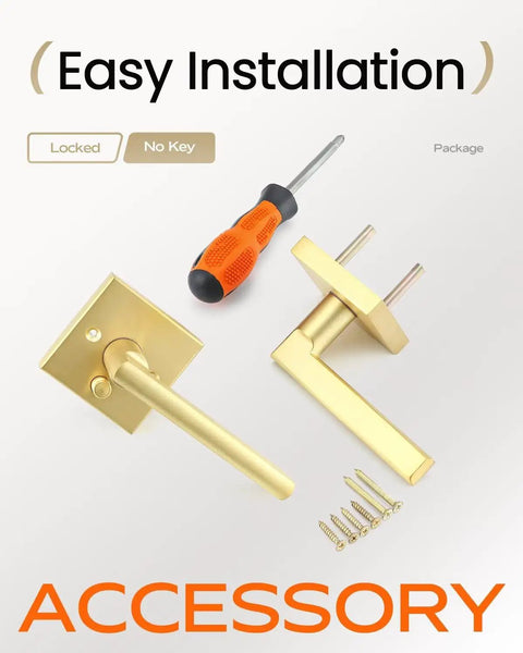 4 Pack Satin Brass Privacy Door Levers For Bedroom And Bath Left Or Right Handed Gold Finish Bed And Bath Leverset Lockset With Inside Thumb Turn Locking installation accessories