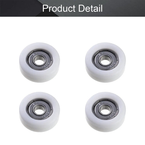 Mromax White Nylon Roller Idler Bearing Pulley 8X32X12mm Sliding Conveyor Wheel with smooth 608Z bearings, four pcs set.