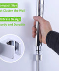 Heavy Duty Shower Head Holder Wall Mount In Chrome Brass Wand Bracket with sprayer shown being held securely