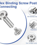 Top Shelf 304 Stainless Steel Chicago Screws Binding Posts Hex Socket Cap Bolts Silver 20 Pack M2x3mm, hex socket shown.