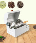 Rock Solid Home Coffee Roaster Featuring Quartz Heating Tube, stainless steel, 400g capacity on wooden surface.