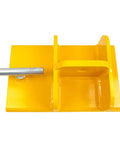Forklift Lifting Hook Attachment With 2200 Lbs Capacity Single Fork Pocket Swivel Hook And Large T Screw Design Portable Workhorse Crane Hoist For Pallets Perfect For Warehouse And Shop Use Easy To Install, top view of yellow hook.