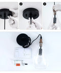 Installation guide for Cozy Farmhouse Seeded Glass Pendant Light With Wooden Teardrop Socket