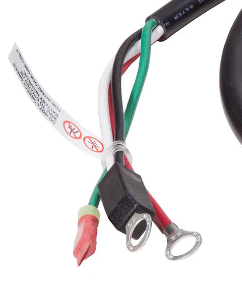 Wiring connections for Solid Drop In On Board Battery Charger 72V 12 Amps, featuring color-coded wires and connectors.