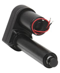 Beefy 1,000-Pound ID Ballscrew Linear Actuator With 7.32 Inch Stroke, 12V Motor, 20 To 1 Gearbox, Holds Up To 3,000 Pounds When Idle, Built Tough For Indoor And Outdoor Use, Ideal For Heavy Lifting And Precise Positioning, Model LACT8-1000B black actuator with red wire leads