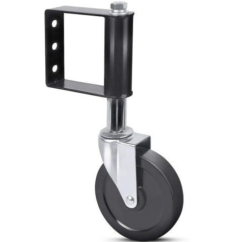 Gate Wheels For Wooden And Metal Gates With Hidden Spring Load Quiet Smooth Movement Beefy Heavy Duty 250 Lbs Capacity 5 Inch Black Caster