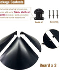 Package contents for Heavy Duty Squirrel Proof Bird Feeder Baffle 19 Inch Diameter Pole Mount Shield with screws and buckle.