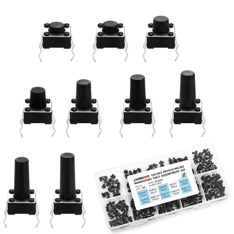 6x6mm Tactile Push Button Switch Kit With 4 Pins Micro Momentary SPST NO Ideal For Breadboard Arduino PCB Prototyping