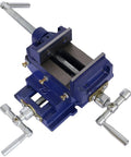 Heavy Duty Cross Slide Vise Tough As Nails Drill Press To Milling Machine Upgrade Kit With Serrated Steel Jaws and bolt down mounting, blue cast steel construction.