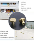 Gold Cabinet Knobs 5 Pack Sleek For Dresser Drawers And Kitchen Cabinets Brushed Brass Modern Round Zinc Alloy Hardware Handles