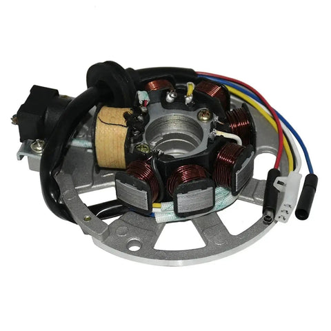Magneto Stator Coil Replacement For ATV And UTV Generators Fits Sportsman Scrambler Predator 90 Models Easy Install Durable Wear Resistant Spare Part Direct Fit showcasing coiled wires and connectors