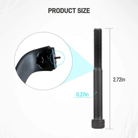Diagram of Herman Miller Aeron Arm Bolts Replacement Kit With Hexagon Spanner, 2 Pack, black alloy steel, 2.72 inch size detail.