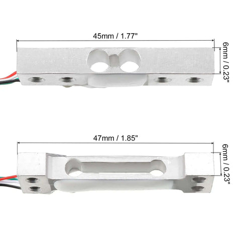 Pair Of Aluminum Load Cells 500g Capacity For Electronic Balances And Scales High-Accuracy Weigh Sensor Silver Tone with dimensions