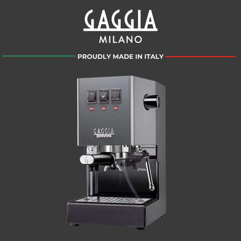 Classic Evo Pro Grade Espresso Machine With Industrial Grey Finish Made In Italy Compact Size 9 Bar Extraction