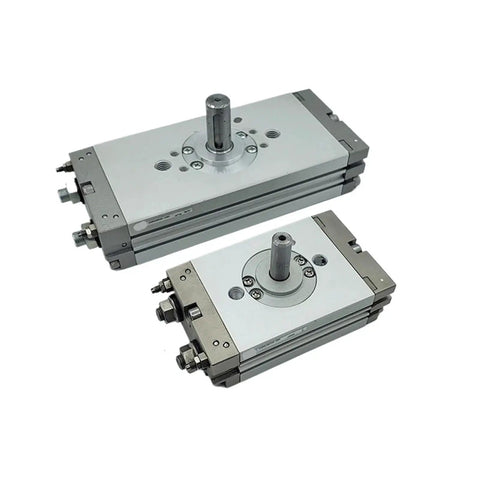 Compact Rotary Actuator With Straightforward Rack And Pinion Mechanics Works Like A Charm Under Heavy Loads, two aluminum units.