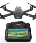 GPS Drone With EIS Camera and 4.5-Inch LCD Screen on controller displaying aerial view, ideal for FPV Drones Track and Orbit Mode Auto Return.