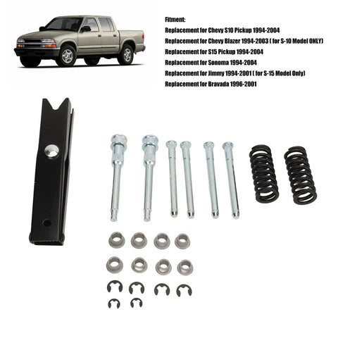 Door Hinge Repair Kit With Pin Bushing Set And Spring Removal Tool For S10 Pickup Doors, Compatible With 1994-2004 S10 Sonoma Jimmy Bravada Models Includes Door Spring Tool For Your Ride., metal pins, bushings, and springs shown