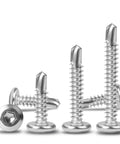 Top Shelf Boss Level Flat Head Hex Socket Sheet Metal Screws 100 Piece Set M4 Self Tapping Rugged Stainless Steel hardware kit screws.