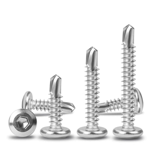 Top Shelf Boss Level Flat Head Hex Socket Sheet Metal Screws 100 Piece Set M4 Self Tapping Rugged Stainless Steel hardware kit screws.