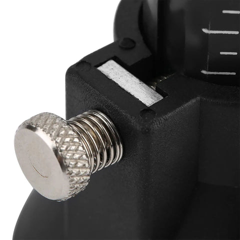 Close-up of Heavy Duty Drill Locator Tool Attachment with precision adjuster and black plastic base for electric grinders.