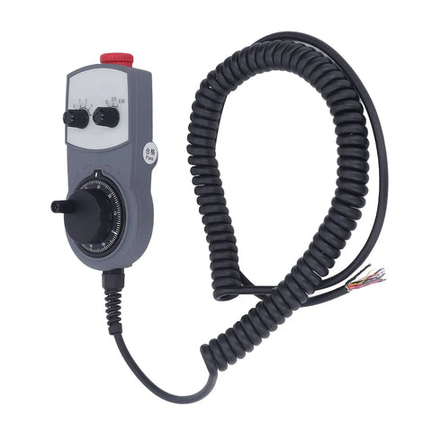 Solid Durable Electronic Handwheel CNC Controller Feels Great In Hand With Emergency Stop Button And Ergonomic Grip For Smooth Manual Feed Control, ABS, coiled cable