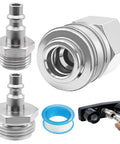 3-Piece RV Exterior Shower Quick-Connect Kit, Brass Water Hose Fittings With Leak-Proof Self-Locking Design and adapters