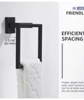 Matte Black Square Towel Holder Stainless Steel Wall Mount Rack For Bathroom, Minimalist Modern Design, 7.09 Inches